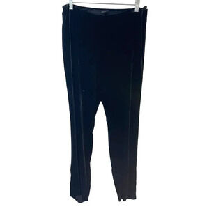 Eileen Fisher Black Velvet Stretch Side Zipper Pants Women Size L